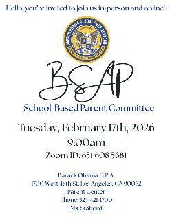 BSAP School-Based Parent Committee Meeting